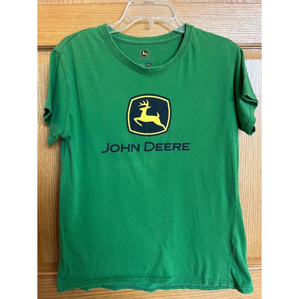 John Deere Green T-Shirt WomensXL Agriculture Theme Collectible Apparel Farm